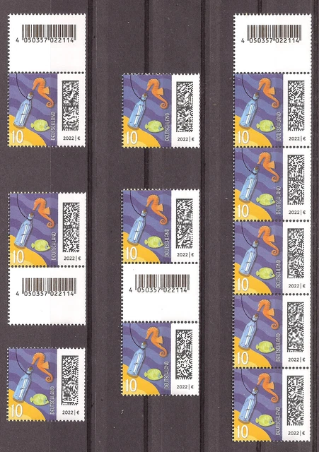 Bund 3723 R 2.Auflage Flaschenpost postfrisch alle ZD, 5er +EAN, mit/ohne Nummer