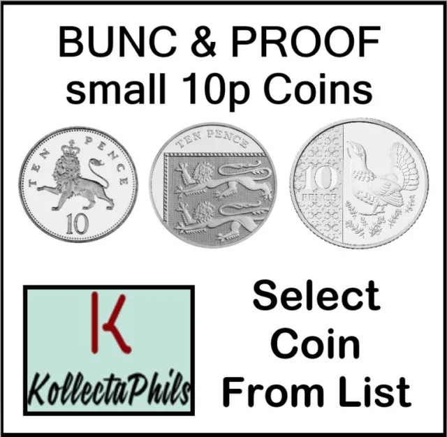 10p Ten Pence Coins BUNC or PROOF 1992 to 2024 Uncirculated from Annual Sets UK