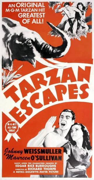 TARZAN ESCAPES POSTER US Johnny Weissmuller Maureen O'Sullivan 1936 OLD ...