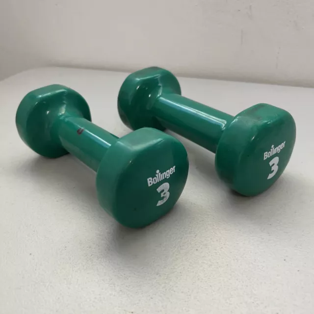 Bollinger Dumbbell Hand Weights 3 Pound Each Set Of 2 Green Work Out Exercise