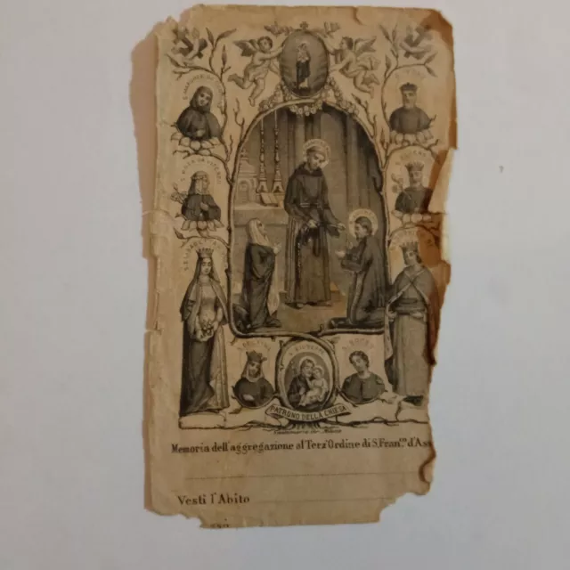Antico Santino Holy Card '800 San Francesco D'assisi