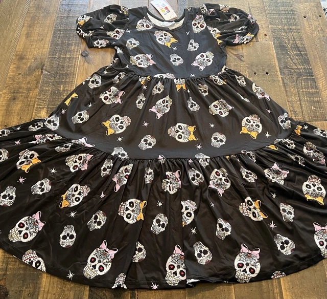 Dot Dot Smile size 8/10 girls Halloween skulls Tier dress new