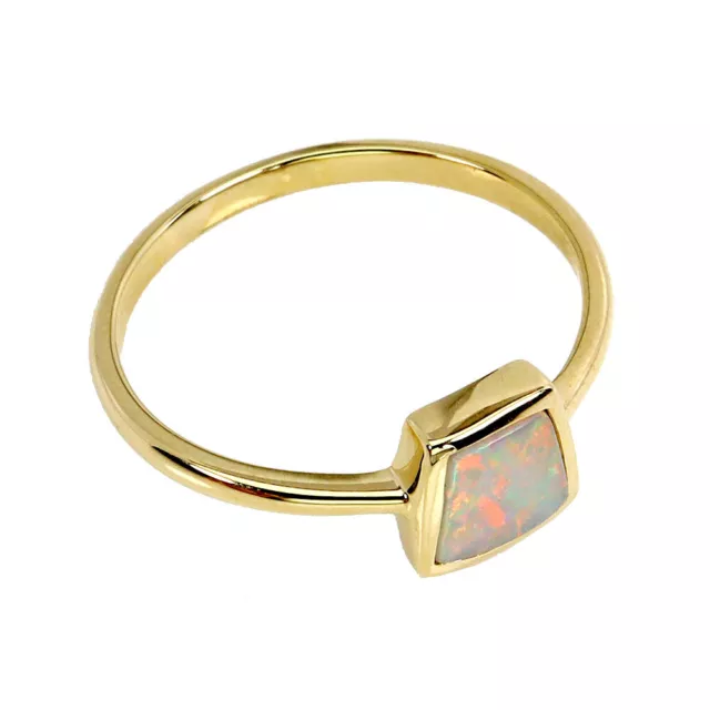 Handcraft AAA Rainbow Full Fire Opal Ethiopia 9K Solid Yellow Gold Ring Size 8 3