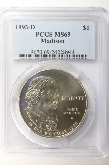 1993-D James Madison Commemorative Silver Dollar PCGS MS69 $1