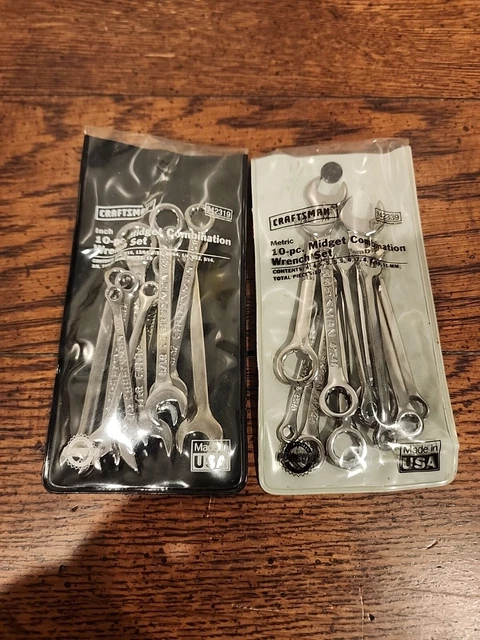 Vintage CRAFTSMAN USA Metric & SAE Midget Combination Wrench Sets 42339 & 42319