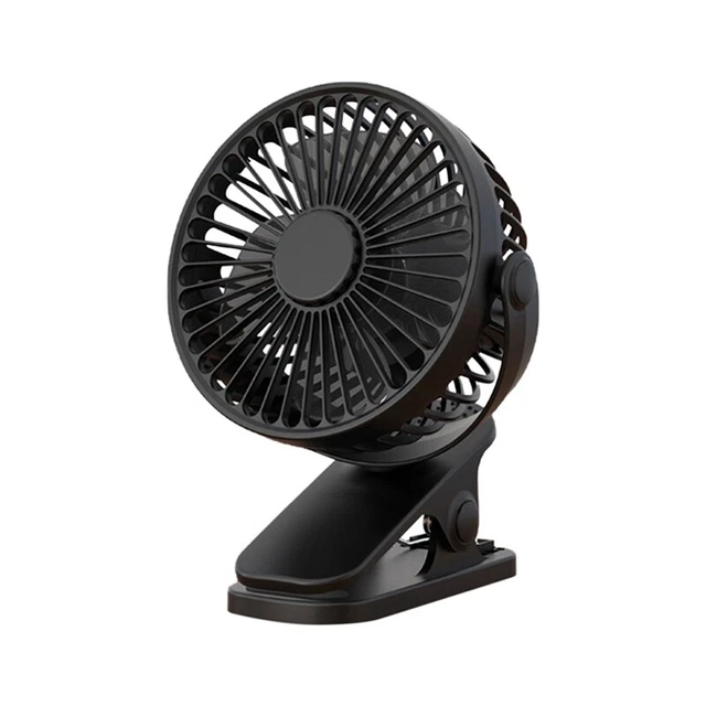 Ventilatore Portatile Con Clip E Luce LED - Batteria 2000 MAh, Ricarica USB-C, Rotazione 135° - Blu Navy - 4