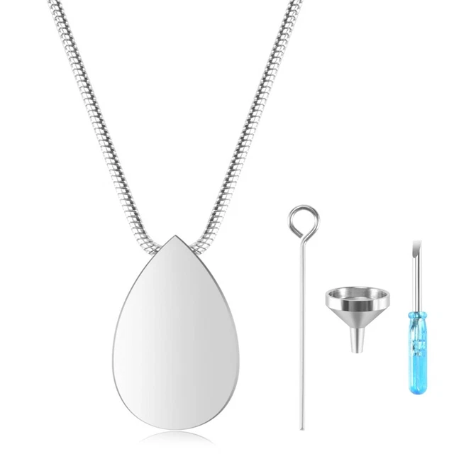 Personalized Teardrop Shape of Waterdrop Cremation Urn Necklace with Fill3097