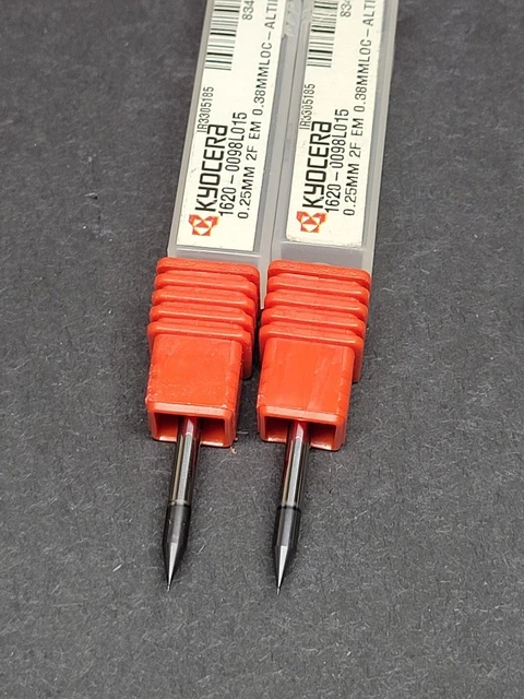 2pc USA! .25mm Carbide End Mill 2FL 3mm 38mm OAL Micro Machinist 1620-0098L015
