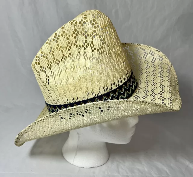 Sombreros Lemoto Calidad Western Cowboy Open Weave Hat Mens Size 7-1/8 Vintage