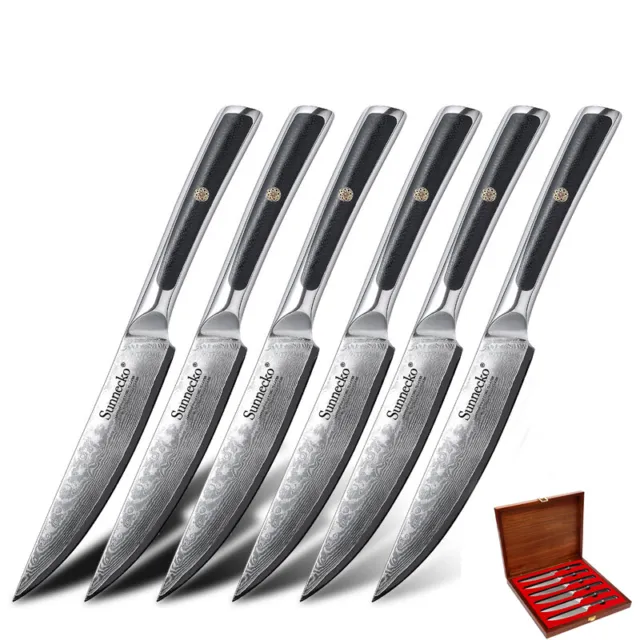 6pcs/set Gold-handle Steak Knives, Stainless Steel Cutlery Set For Home,  Kitchen, Restaurant And Steakhouse