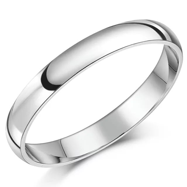 18ct White Gold Ring Court Shaped Wedding Band Solid & Hallmarked