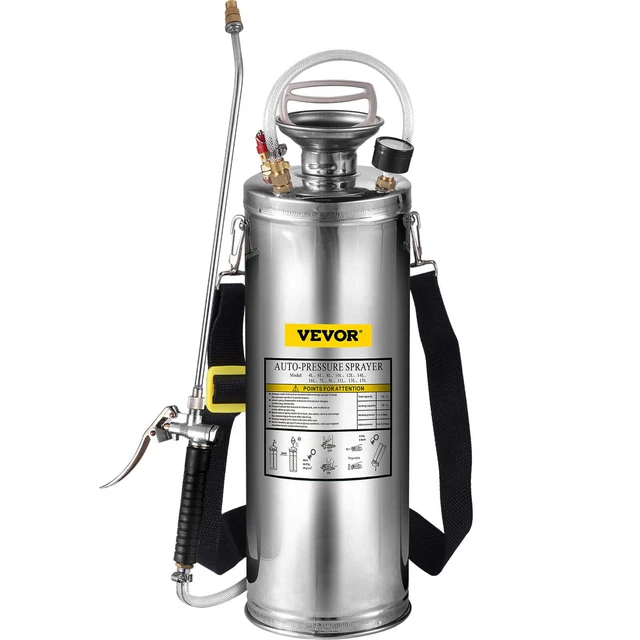 VEVORbrand3Gallon Pump Sprayer Stainless Steel,Lawn and Garden Hand Pump Sprayer