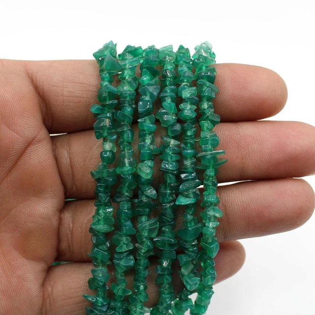 Green Onyx Nugget Smooth Uncut Chips Long Gemstone Beads AAA Quality 5mm 34"