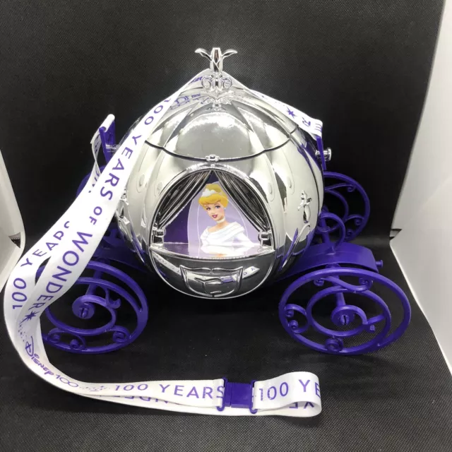 Disney Parks Cinderella Carriage Popcorn Bucket W/Lanyard 100 Years Of Wonder