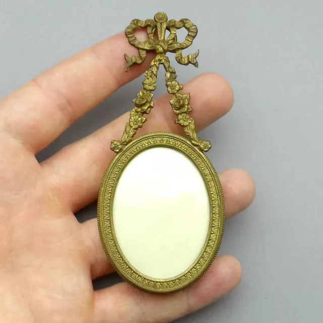 French, Antique Photo Frame. Glass and Brass. Empire Style. Medaillon.