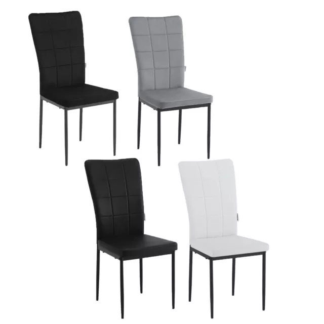 4x Esszimmerstühle Küchenstuhl Polsterstuhl Hoher Rückenlehne Metallbeinen #3035