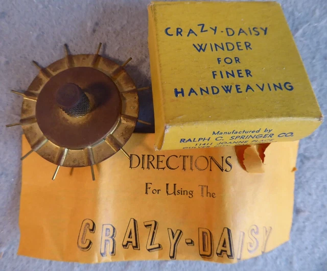 Enrollador Crazy Daisy para herramienta de tejido manual más fina Ralph Springer Co telar vintage
