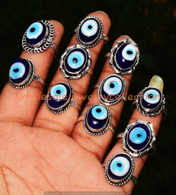 Evil Eye Gemstone Ring Wholesale 1pcs Lots Handmade Ethnic Jewelry RWJC-3792