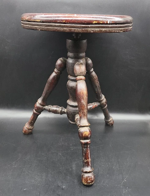 Vintage H. Holtzman & Sons Tri Foot Piano Swivel Stool Chair Columbus Oh.