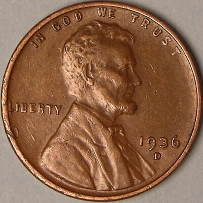 1936 D Lincoln Wheat Penny - G/VG