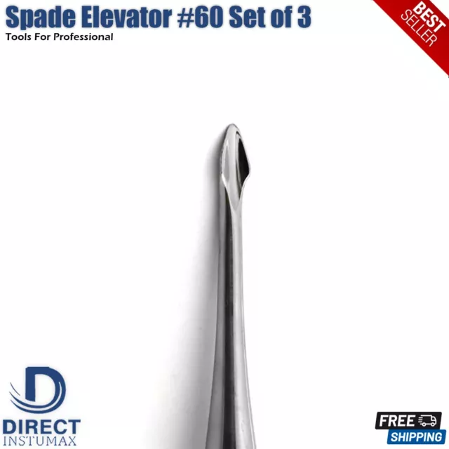 DENTAL SURGERY SPECIAL SPADE CONCAVE STRAIGHT ROOT TIP ELEVATOR #60 Set Of 3 3