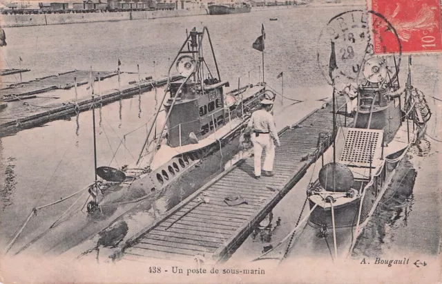 Carte postale ancienne card TOULON marine nationale sous-marin submarine ti 1907