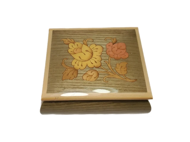 Vintage Italian Wood Inlaid Floral Music Box Swiss Movement My Lady Greensleeves Vintage Italian Wood Inlaid Floral Music Box Swiss Movement My Lady Greensleeves