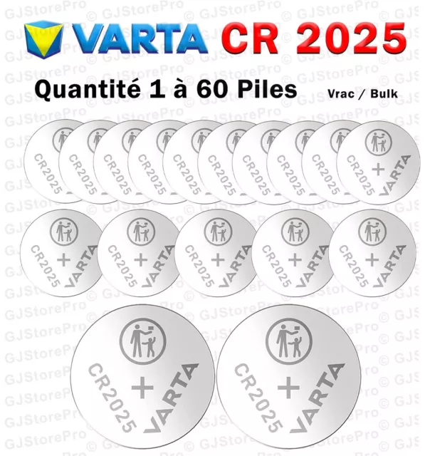 PILES CR2025 VARTA 2025 CR-2025 Quantité 1 à 60 Pile Bouton 3V
