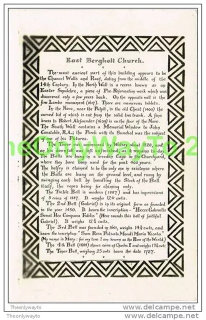 EAST BERGHOLT CHURCH INFORMATION, SUFFOLK, ENGLAND, 1963, Postcard