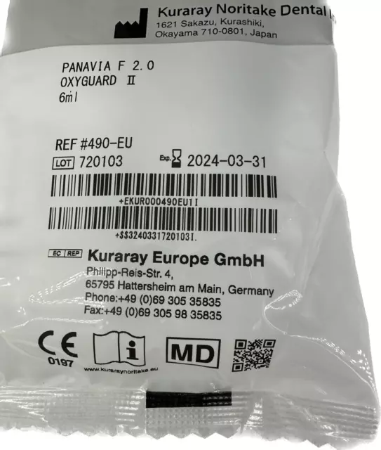 KURARAY/PANAVIA F2.0 OXYGUARD Ciment résine adhésif dentaire prise dual  #490-EU 3
