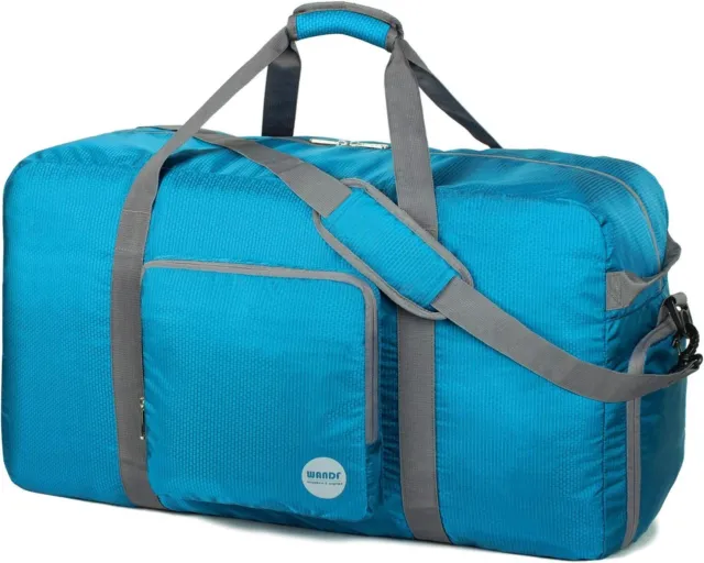 WANDF Foldable Duffle Bag 120L Extra Lightweight Travel Gym Duffel Bag in Blue