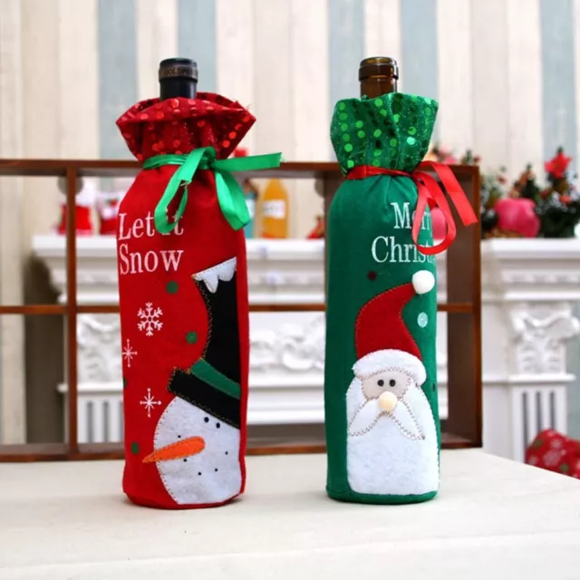 Santa Wine Bottle Cover Cloth Champagne Gifts Bags Creative Xmas Wine Bag  Home