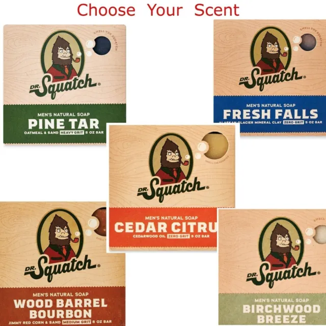 Dr. Squatch Men's Soap Variety 9 Pack - Men's Natural Bar Soap - Pine Tar, Wood Barrel Bourbon, Coconut Castaway, Fresh Falls, Summer Citrus, Cool