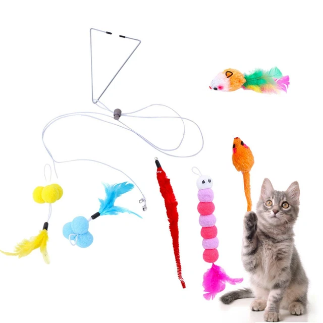 6 Pièces Suspendus Porte Chat Jouets Drôle Chaton Jouer Teaser Plume pour