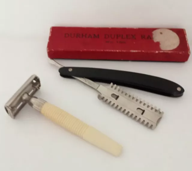 Vintage Boxed Durham Duplex Razor And Shaving Razor