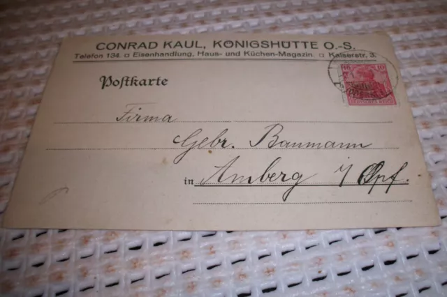 Königshütte Oberschlesien Chorzów 1919 Ganzsache