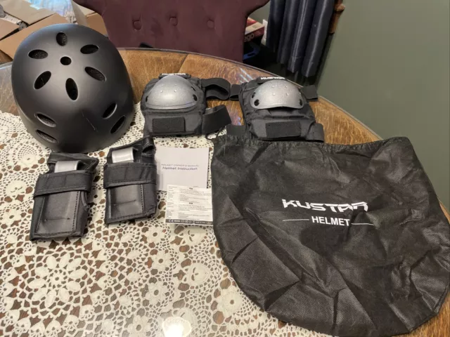 Kustar Kids Bike Helmet, Skateboard Helmet Wrist Pads And Knee Pads