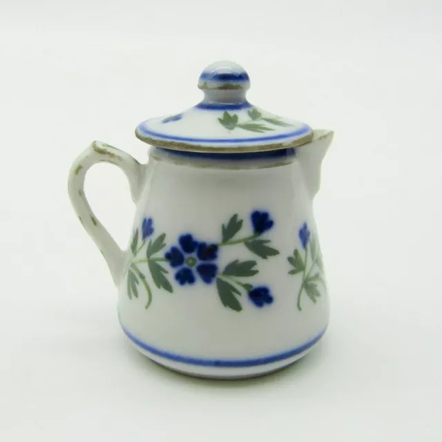 Bayeux. Morlent. Rare verseuse miniature porcelaine décor de brins fleuris, XIXe