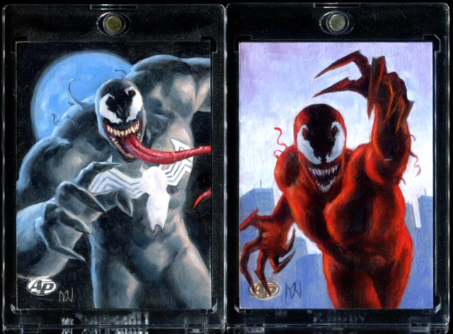 2019 Marvel Premier VENOM & CARNAGE Artist Proof Sketch Card Set by MYLES WOHL.