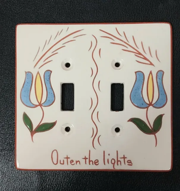 Pennsylvania Dutch Double Light Switch Ceramic Tile Cover Plate Handpainted