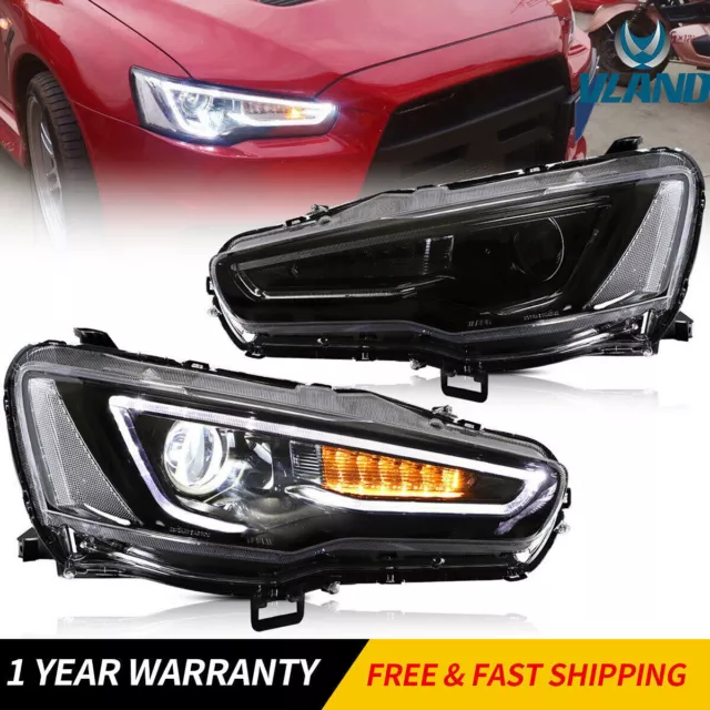 Audi Style Blackout Headlights For Mitsubishi Lancer/EVO X 2008-2017 Projector