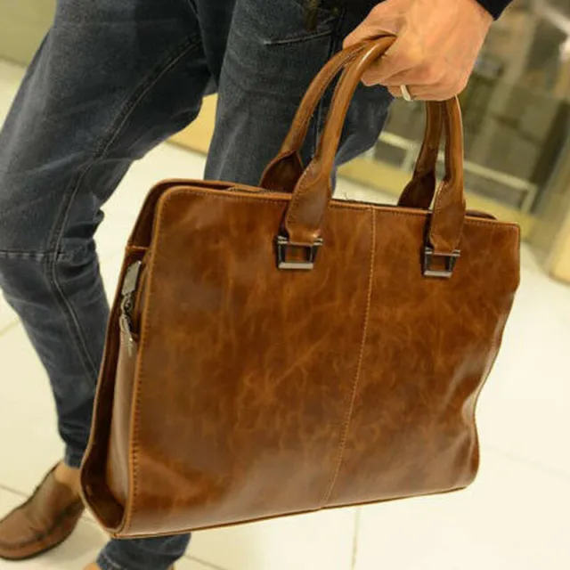 Men Leather Shoulder Messenger Bags Business Work Bag Laptop Briefcase Handbag