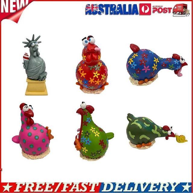 Resin Chicken Statue Desk Ornament Courtyard Fairy Garden Decoration Funny Arts