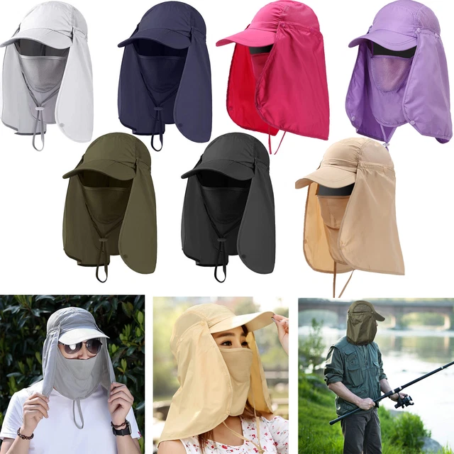Foldable Sun Cap Fishing Hat Quick Dry Baseball Cap with Face Mask Neck Flap Men