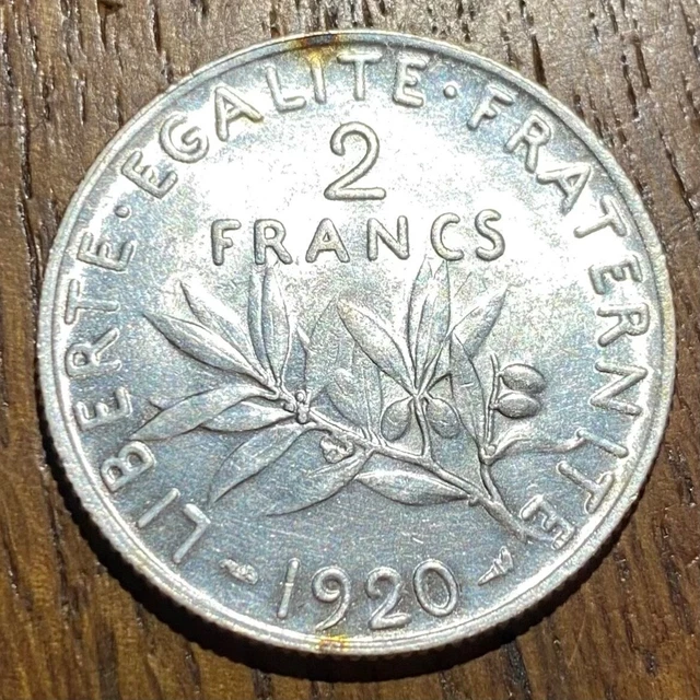 Piece De 2 Francs Semeuse 1920 En Argent (1126)