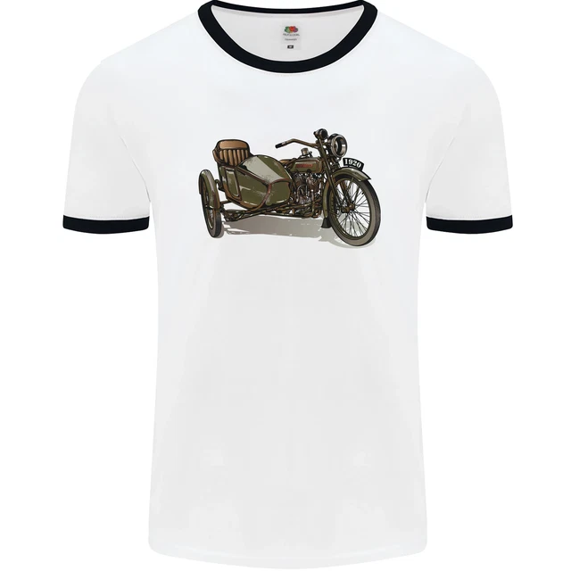 T-shirt da uomo Moto e Sidecar Biker Motociclismo Bianco