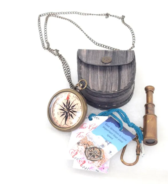 Navigational Locate Necklace Compass for Survival & Direction FREE Telescope Key