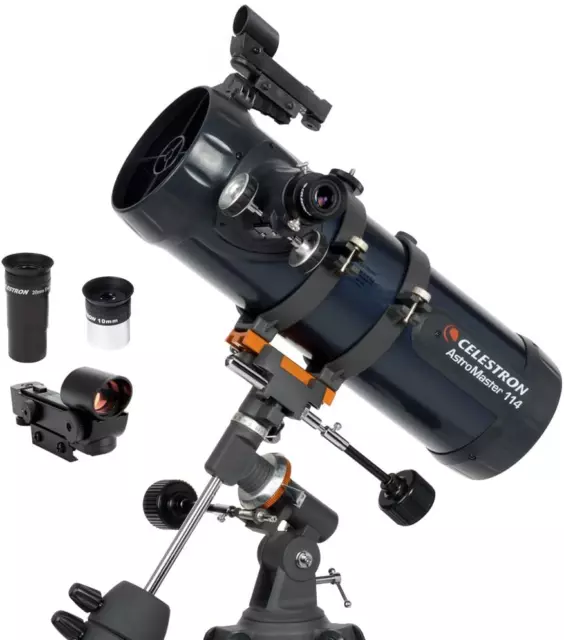 - Astromaster 114EQ Newtonian Telescope - Reflector Telescope for Beginners - Fu