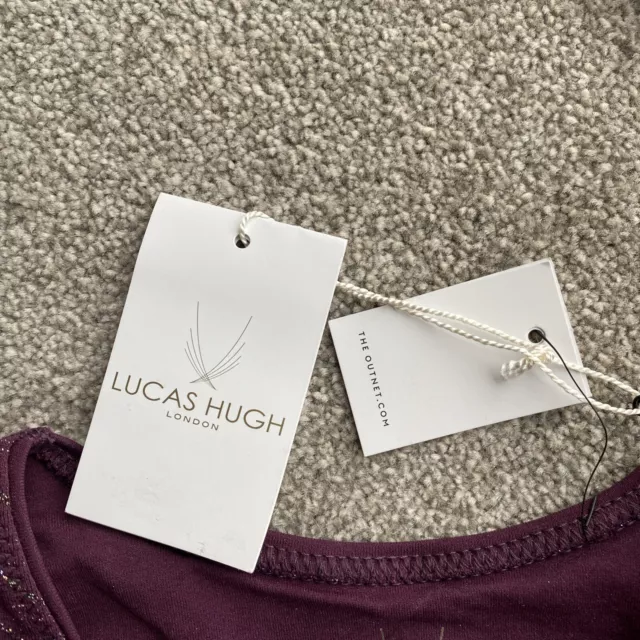 Lucas Hugh Technical Knit Stardust Crop Claret Top Medium BNWT 3