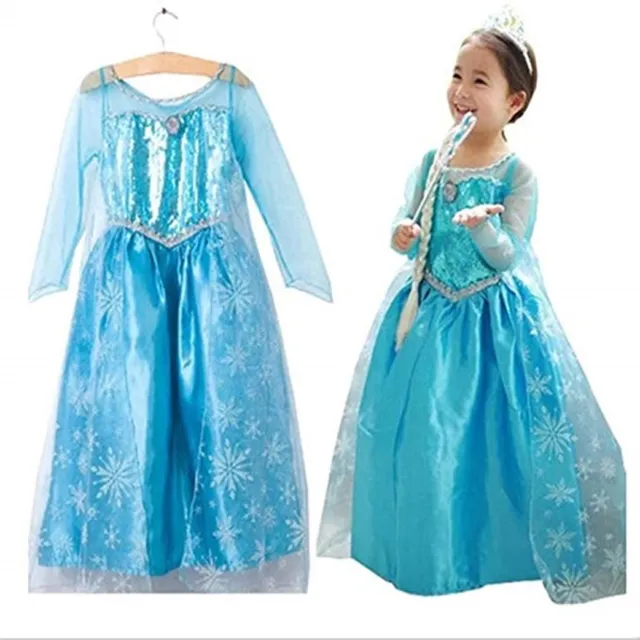 Kinder Kostüm Eiskönigin Prinzessin Elsa Anna Kleid Verkleidung 2-8 Jahre